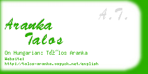 aranka talos business card